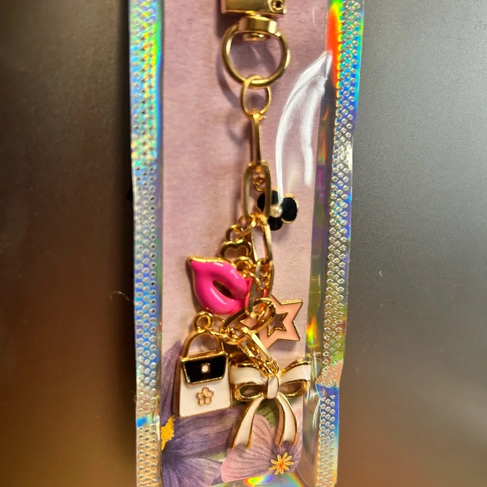 Chic‎ Gold and Pink Charm Keychain